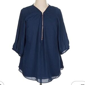 City Chic Deep Blue Blouse with Zipper Detail